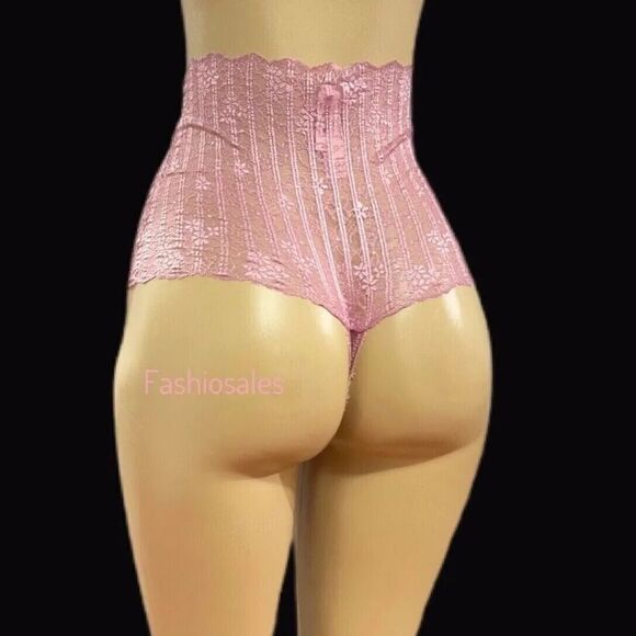 Victorias Secret High-waist Sexy Floral Lace Thong Panty dusk mauve Small - Picture 1 of 6